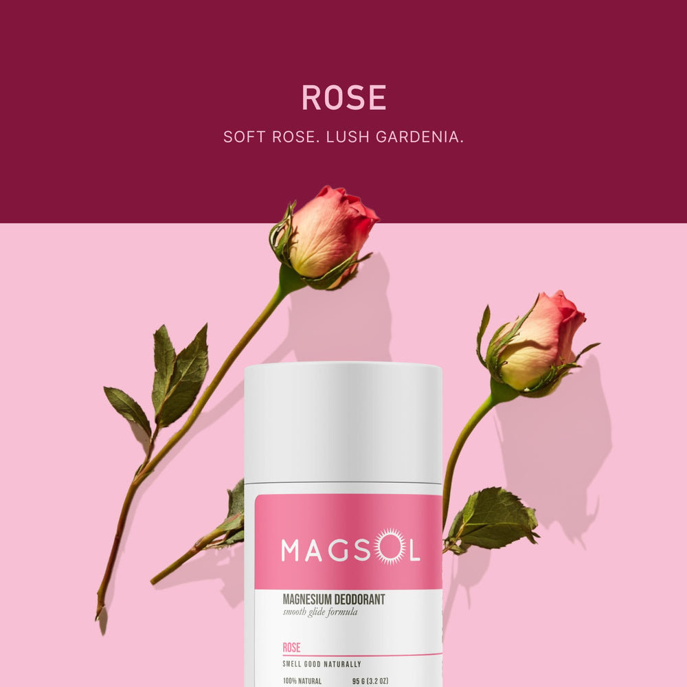 MAGSOL Rose deodorant with sweet almond oil providing conditioning and comfort