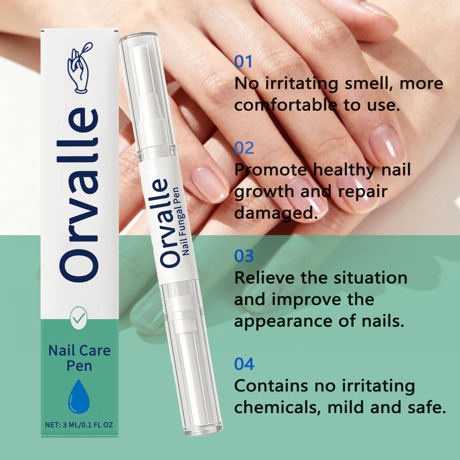 Maidlure Orvalle Nail Pen application close-up highlighting fast-absorbing formula.