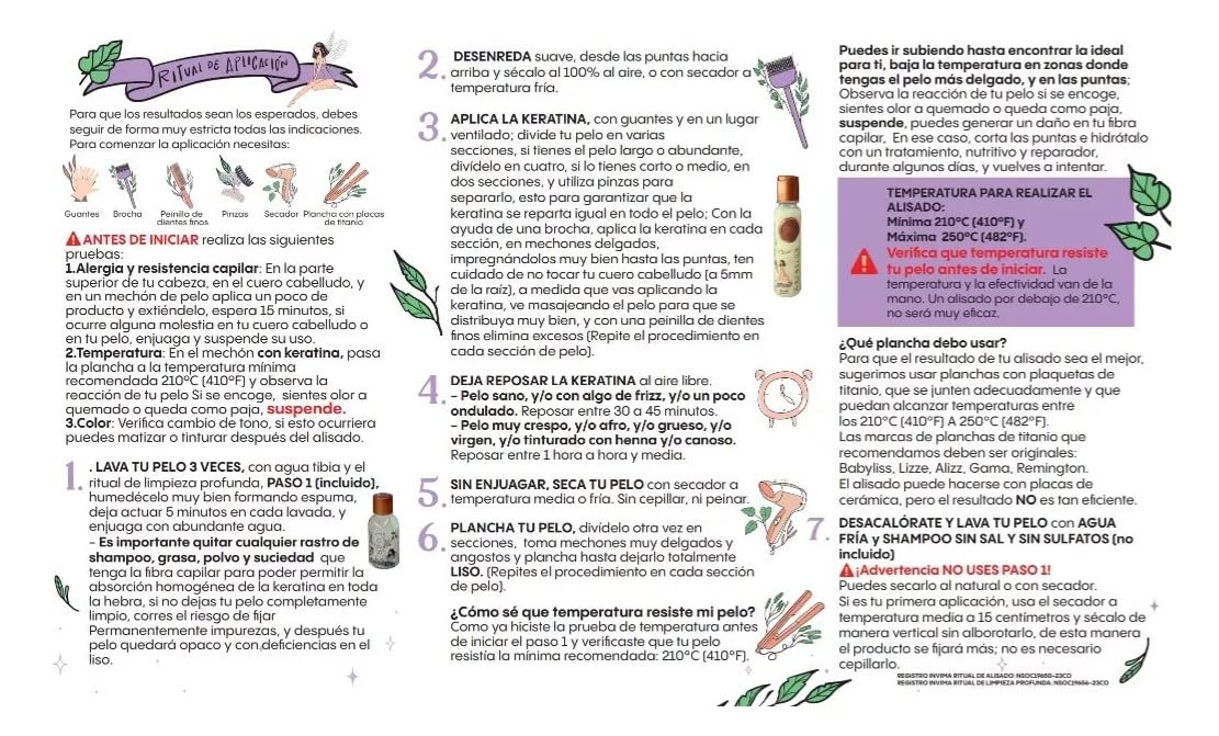 MAIKE AMOUR Keratina Ritual Botanico application instructions guide easy at-home use.