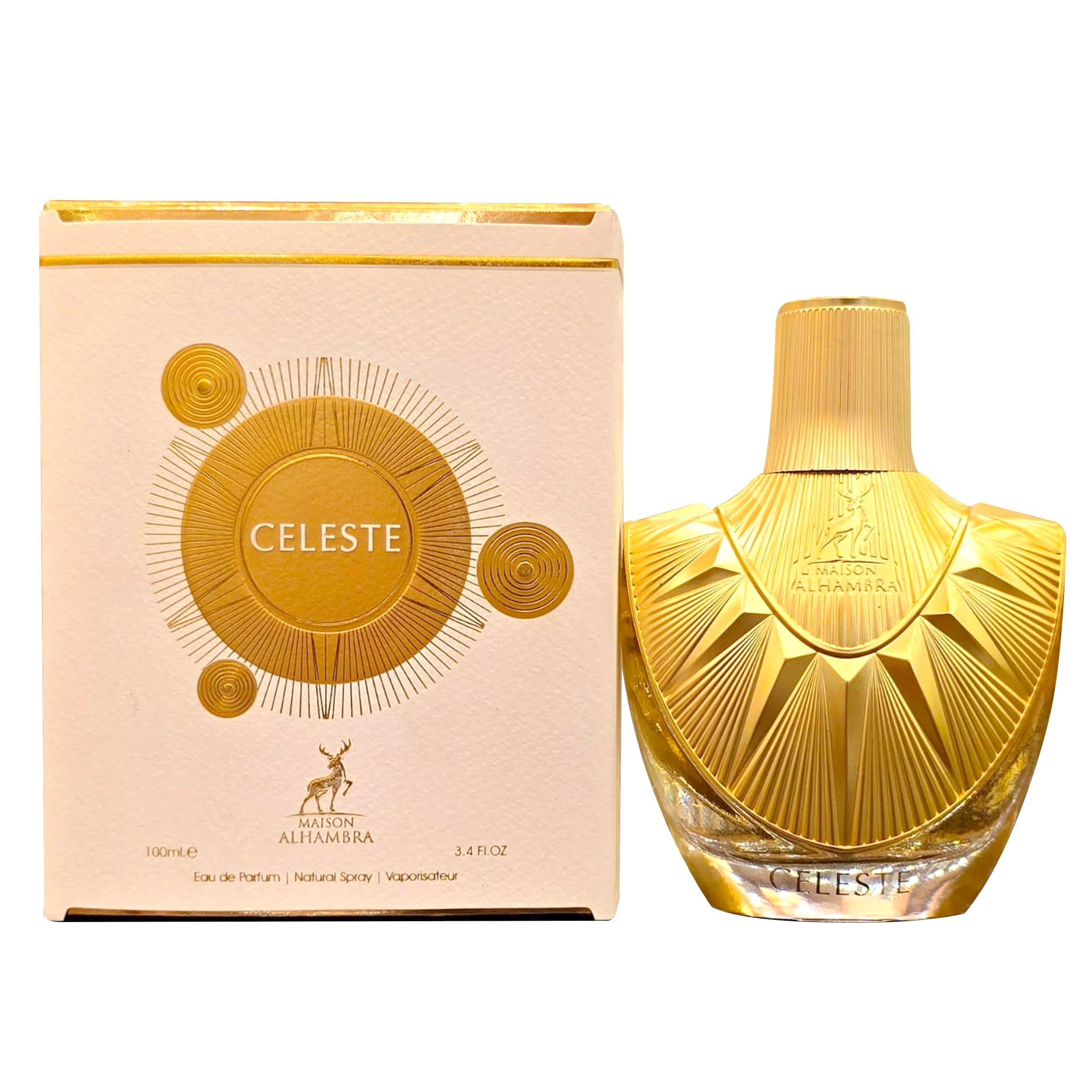 Maison Alhambra Celeste top notes bergamot and pear for a fresh opening.