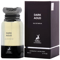 Maison Alhambra Dark Aoud heart-notes oud-sandalwood-vetiver centers depth for intimate nights.