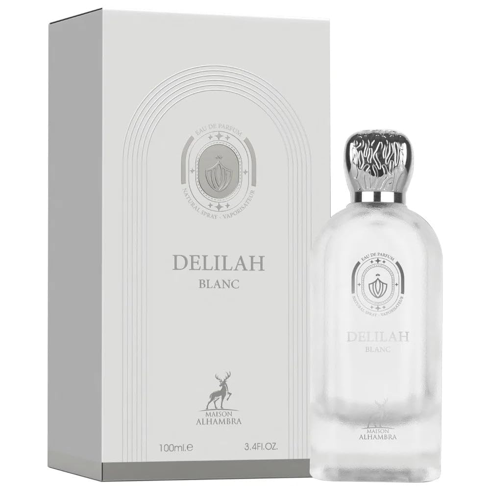 Maison Alhambra Delilah Blanc cap close-up highlights sleek luxury packaging and refined design.