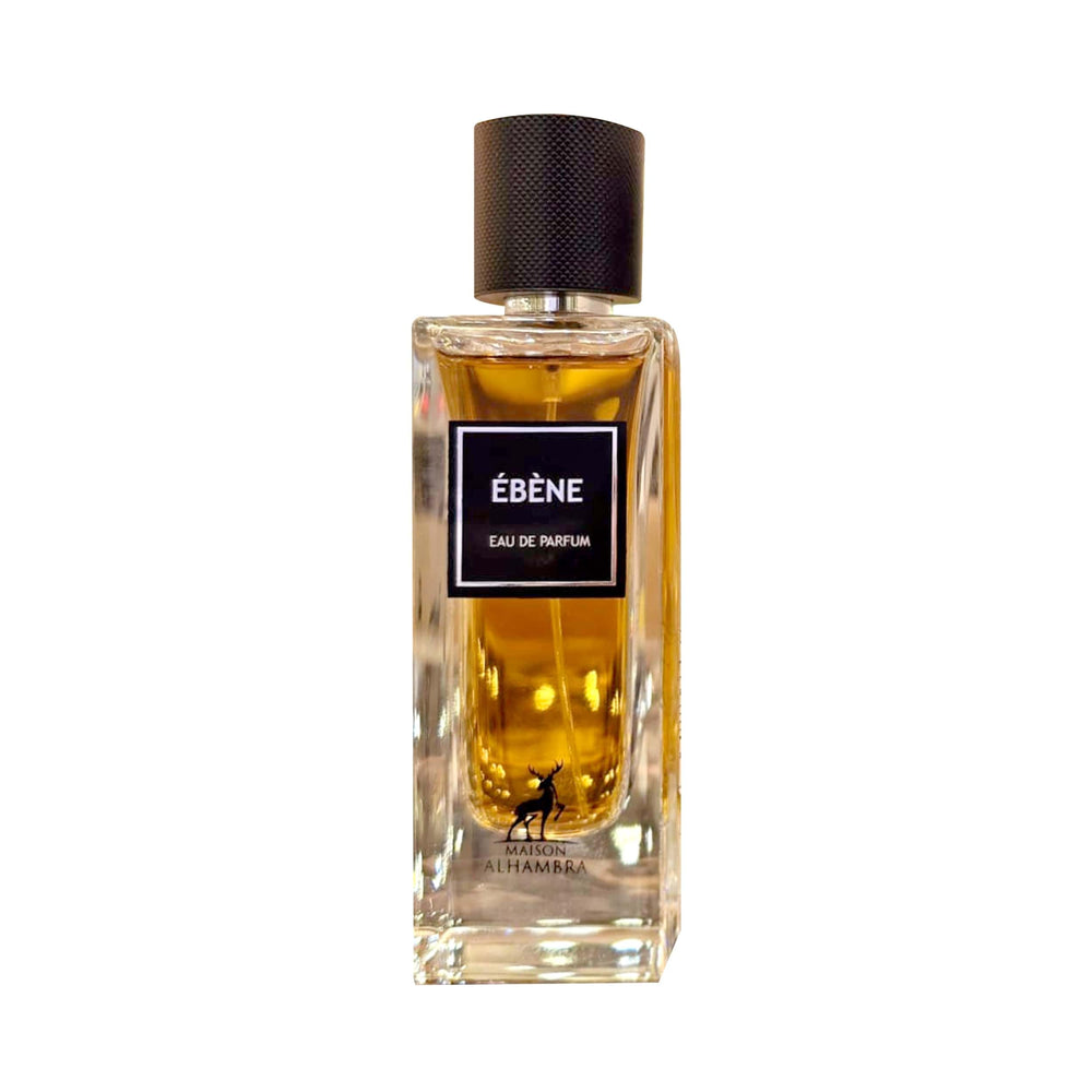 Maison Alhambra Ébène top-note bottle shot for evenings, bold unisex fragrance.