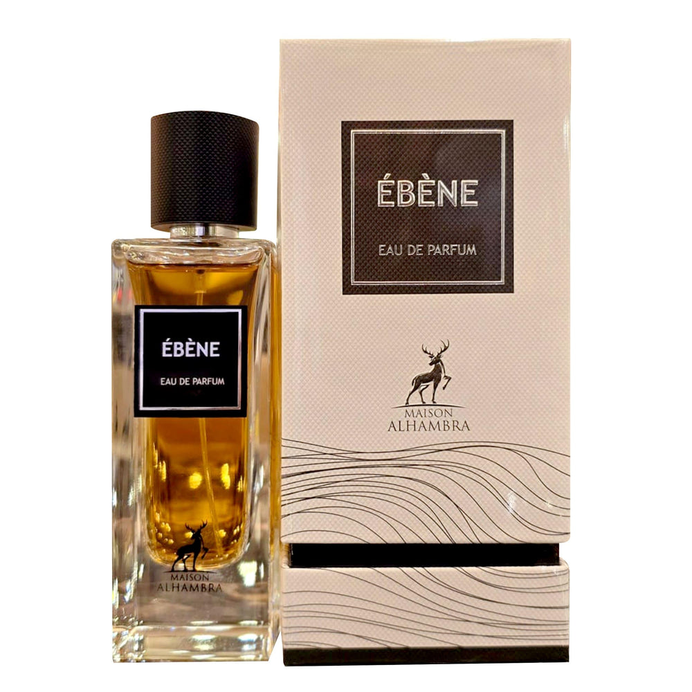 Maison Alhambra Ébène closeup of warm base notes, long-lasting scent for date nights.
