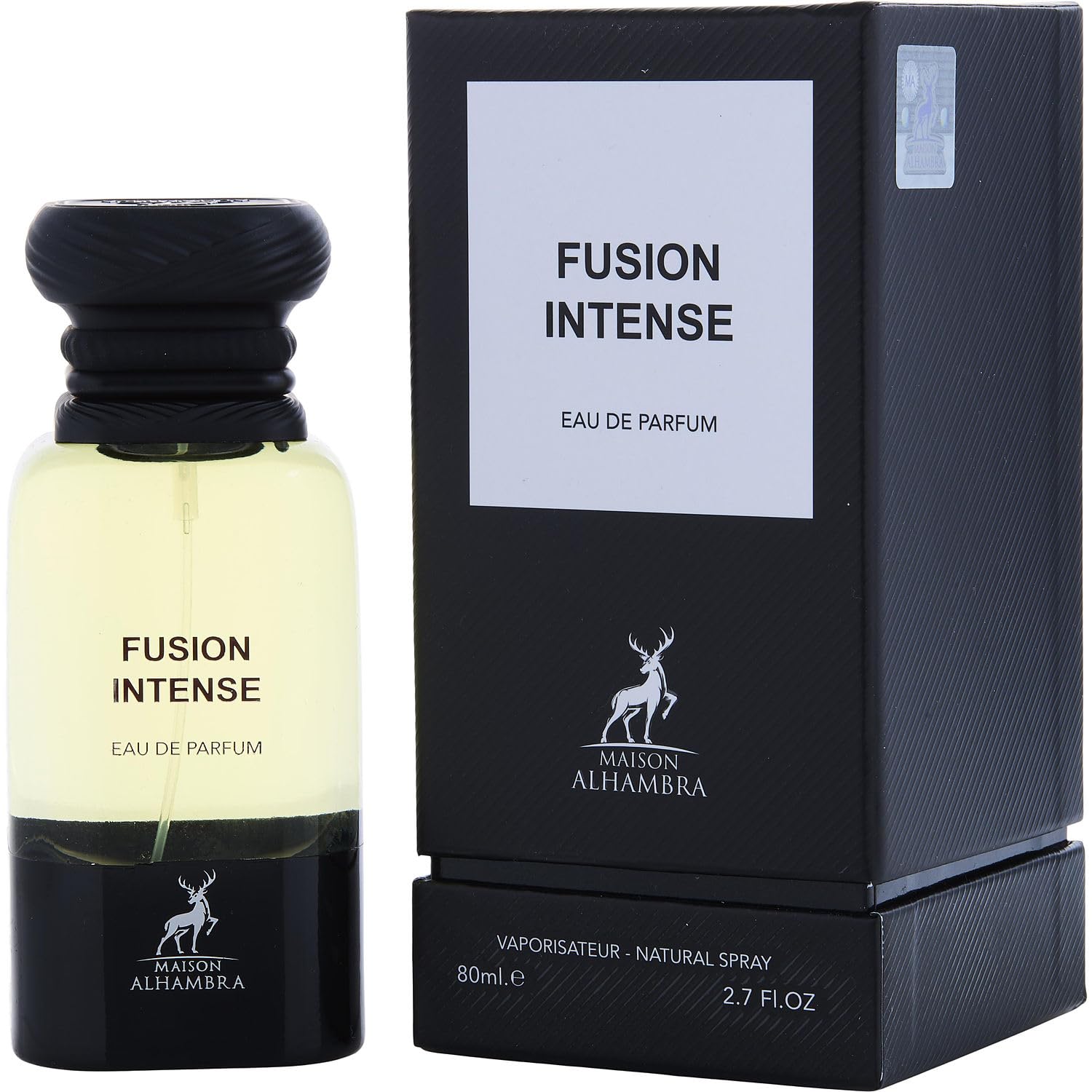Maison Alhambra Fusion Intense dry-down with leather and amber notes for evening sophistication