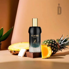 Maison Alhambra Glacier Bold bottle closeup highlights tropical coconut and pineapple notes.