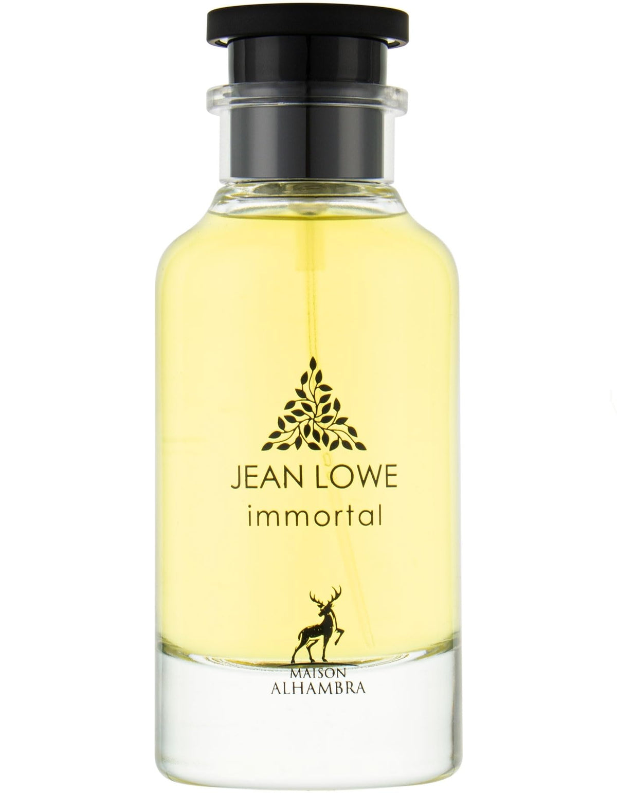 Maison Alhambra Jean Lowe Immortel bottle displays woody floral scent for men.