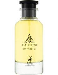 Maison Alhambra Jean Lowe Immortel bottle displays woody floral scent for men.