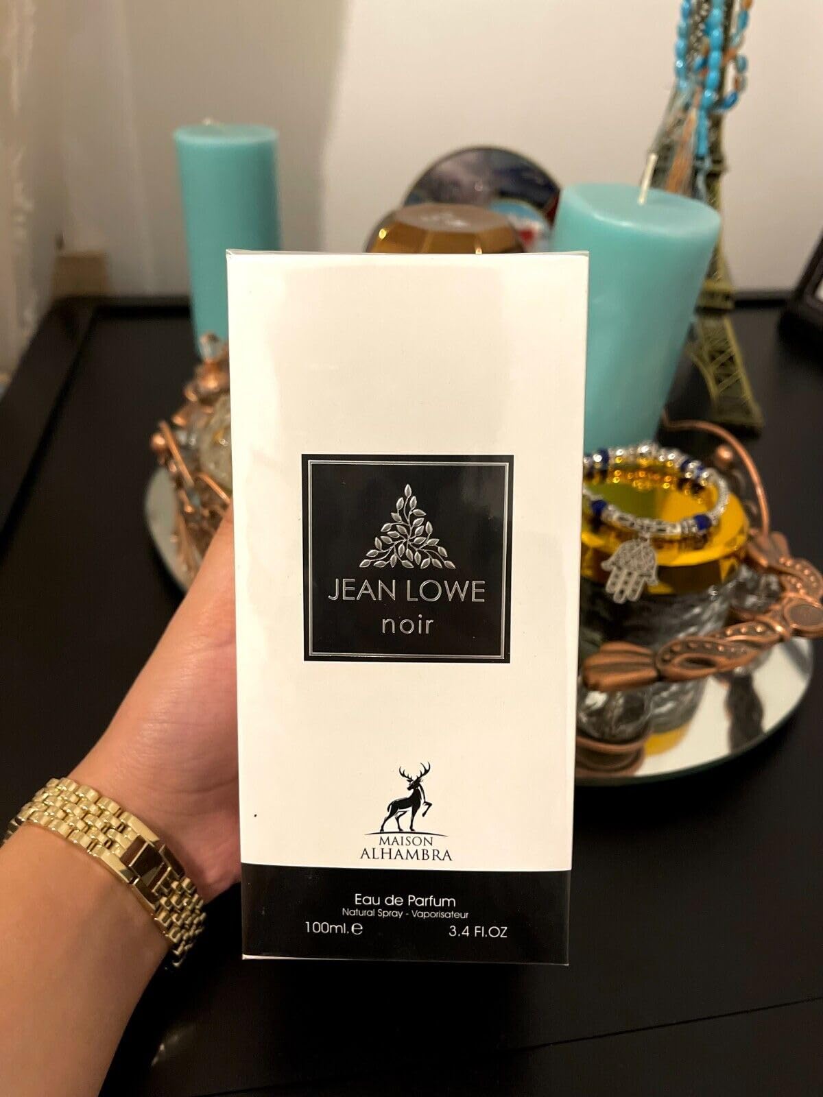 Maison Alhambra Jean Lowe Noir spray bottle on elegant display for everyday confidence