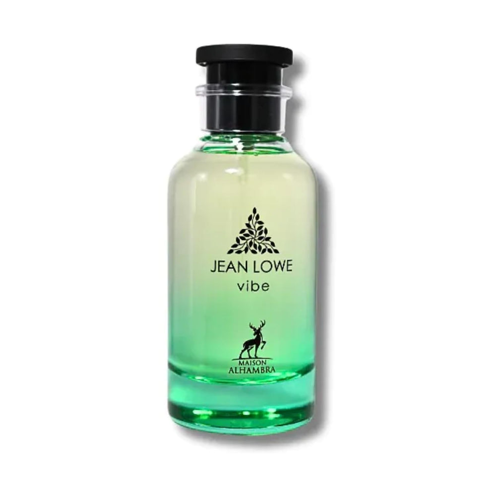 Maison Alhambra Jean Lowe Vibe bottle closeup; notes bloom with apricot and basil.