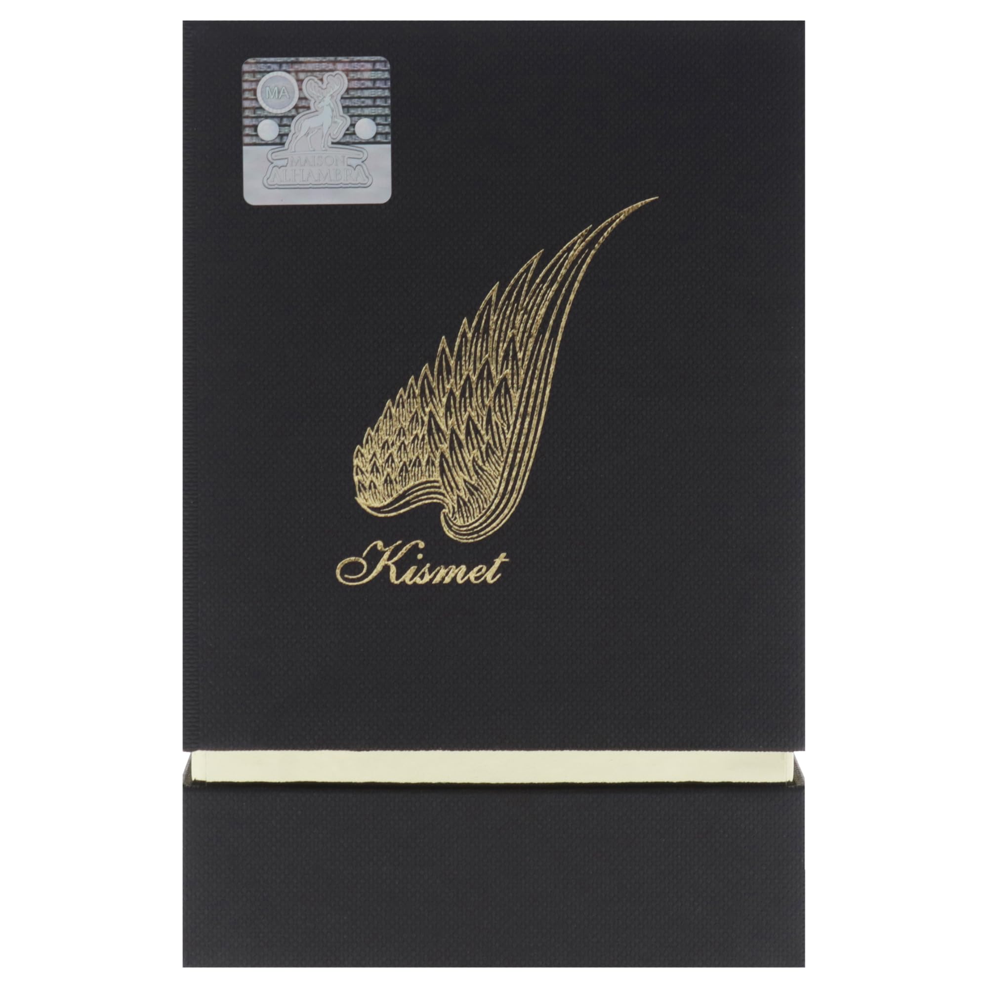 Maison Alhambra Kismet Magic EDP label detail, emphasis on craftsmanship.