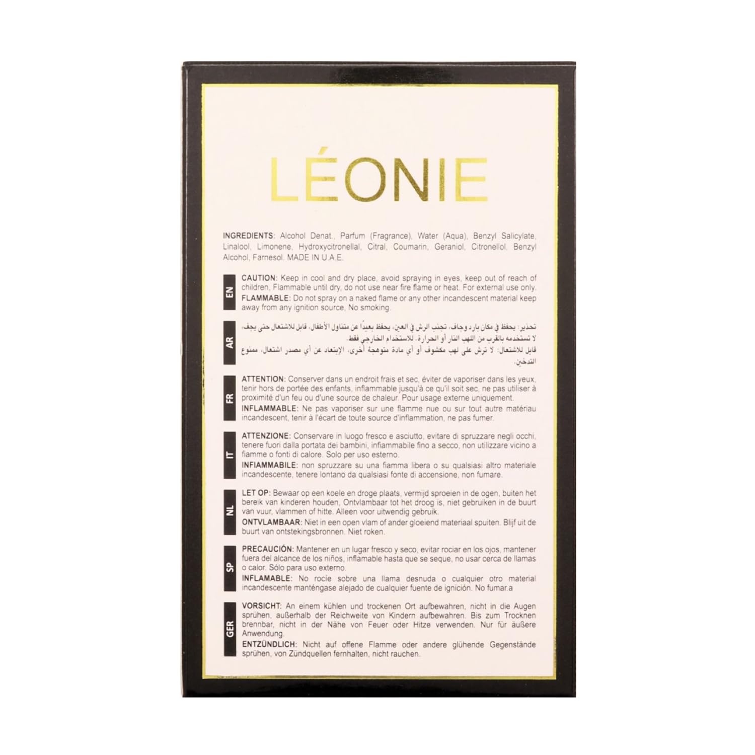 Maison Alhambra Leonie Intense spray on pulse points, for long-lasting scent.