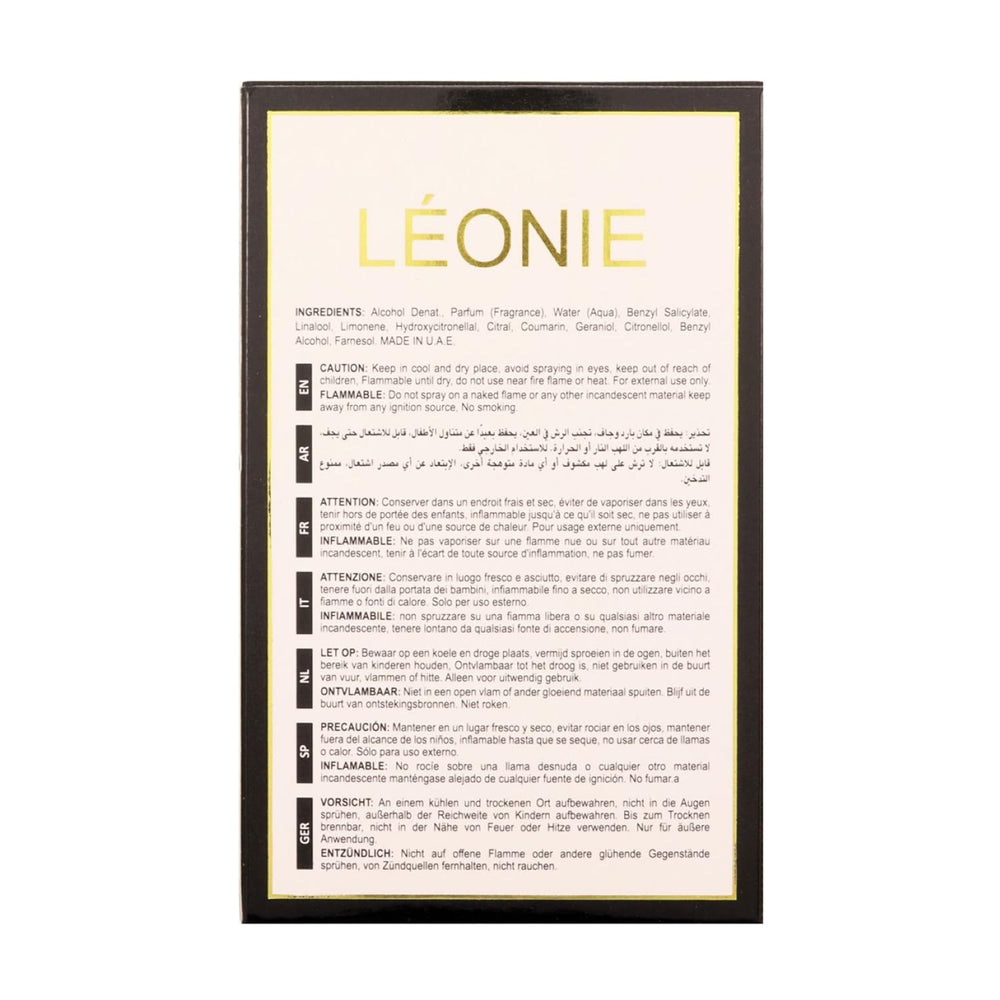 Maison Alhambra Leonie Intense spray on pulse points, for long-lasting scent.