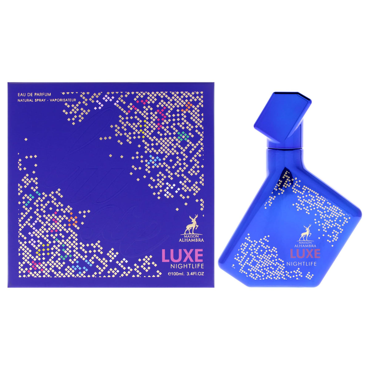 Maison Alhambra Luxe Nightlife bottle front for unisex nightlife fragrance.