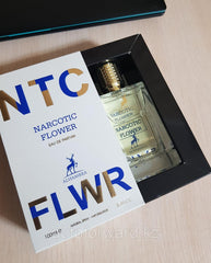 Maison Alhambra Narcotic FLWR bottle spraying in hand, ideal for evening wear and mood