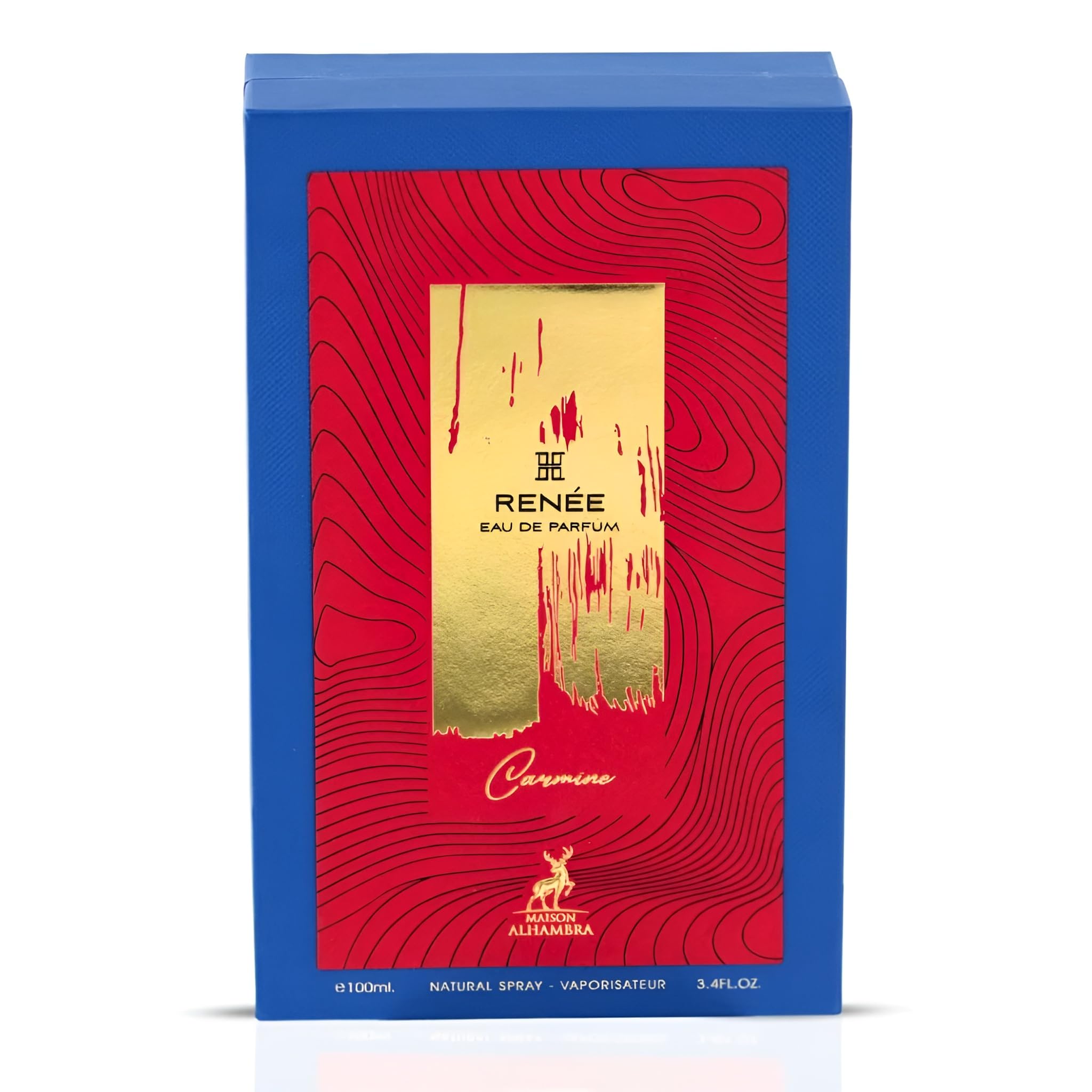 Maison Alhambra Renee Carmine packaging box suggests luxurious unboxing and gifting appeal