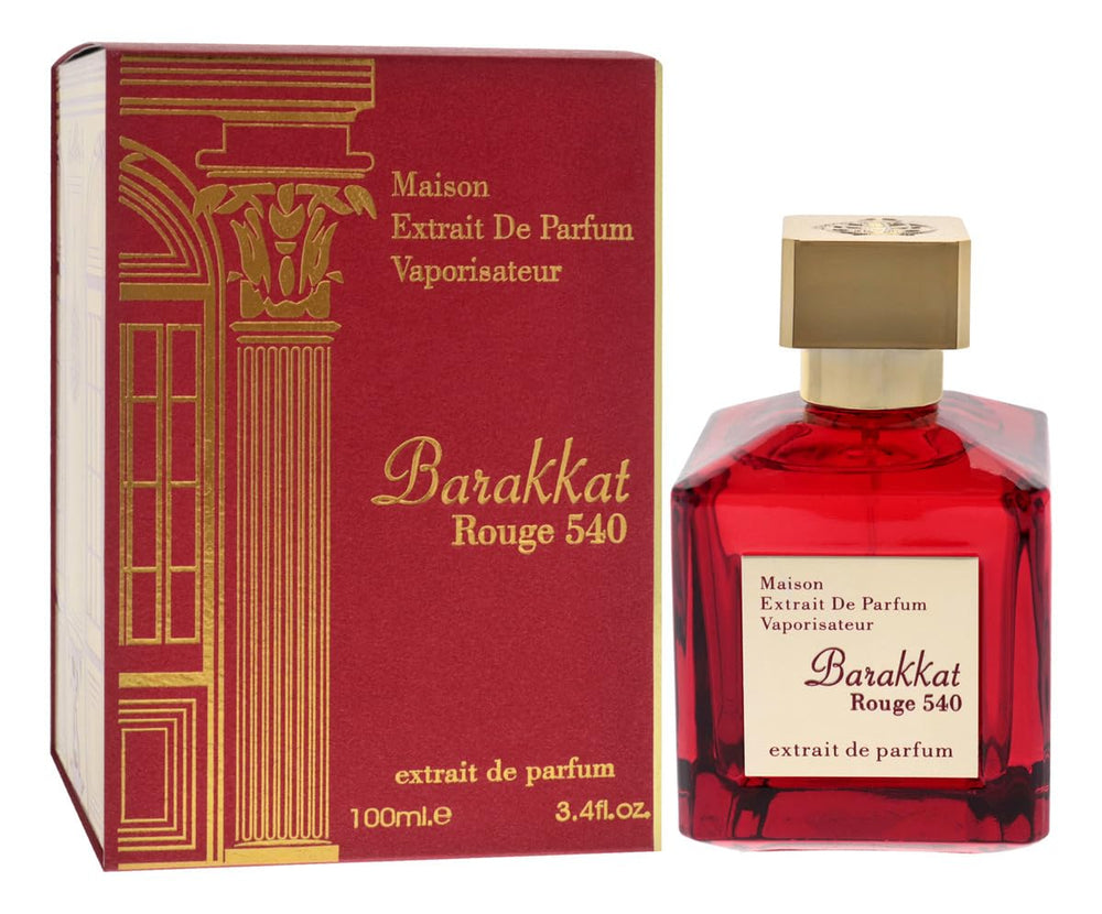 Barakkat Rouge 540 bottle showcases a luxurious floral fragrance for evening wear
