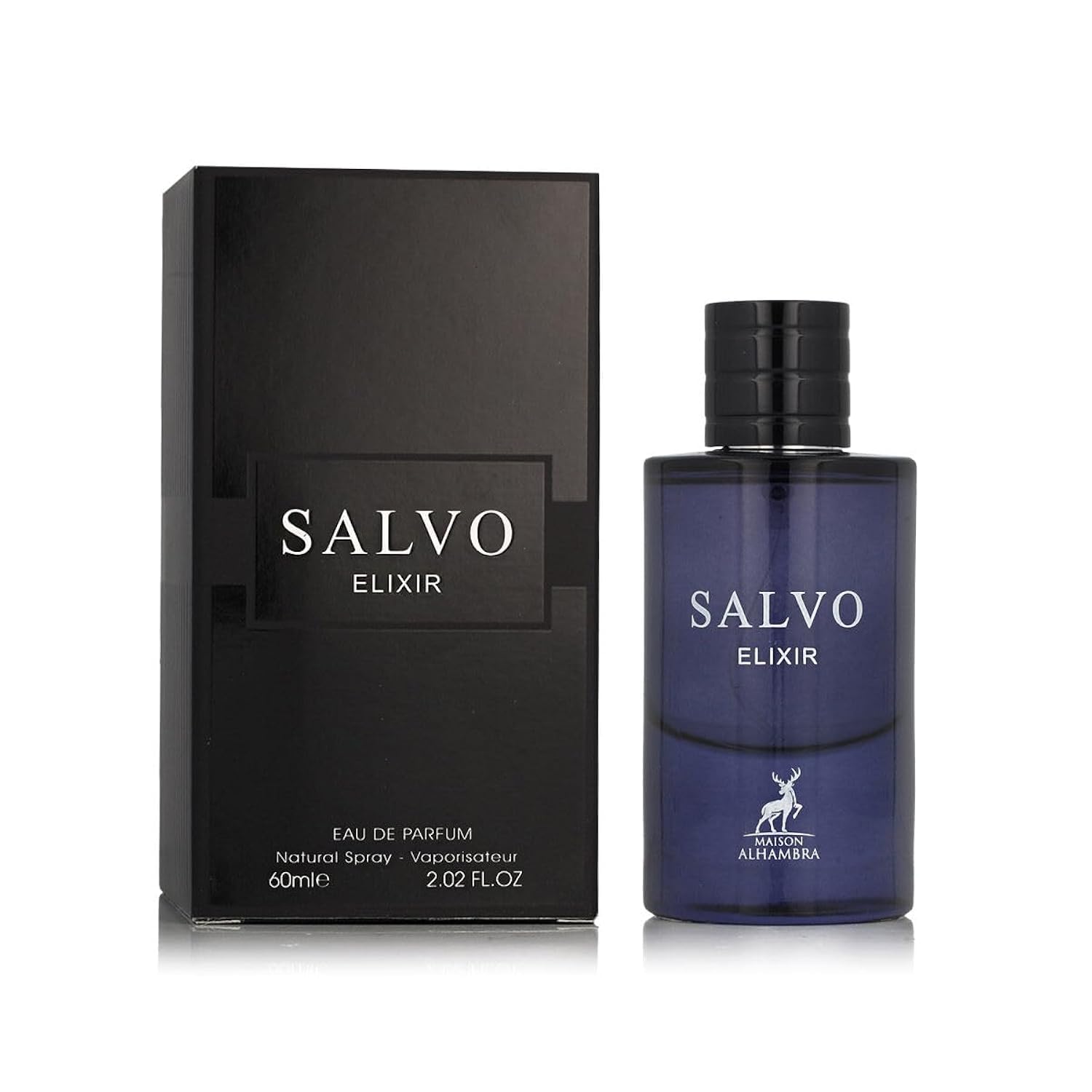 Maison Alhambra Salvo Elixir 2.0 EDP M bottle for refined evening wear and lasting appeal