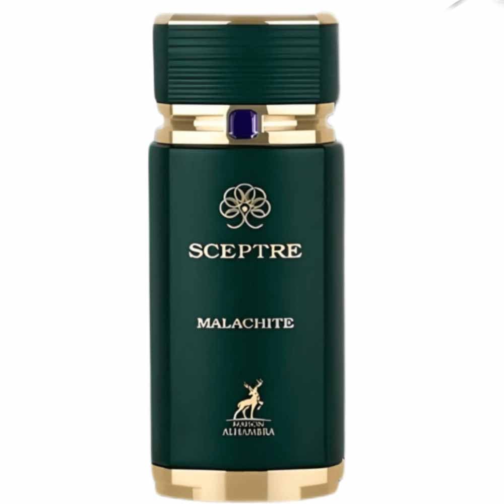 Maison Alhambra Sceptre Malachite bottle side view for evening elegance.