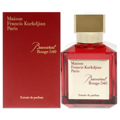 Maison Francis Kurkdjian Baccarat Rouge 540 bottle closeup highlighting elegant design and premium fragrance.