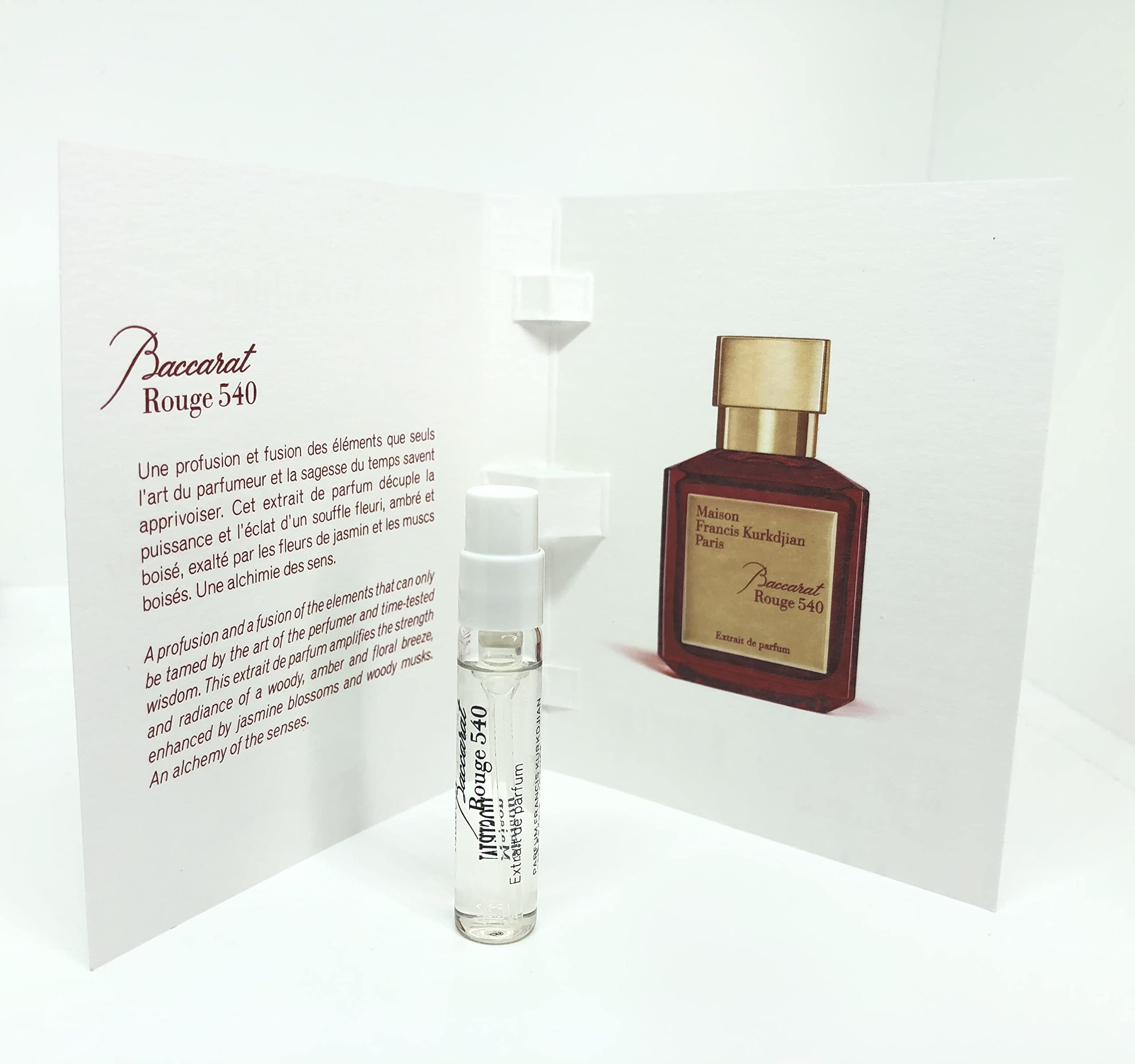Maison Francis Kurkdjian Baccarat Rouge 540 Extrait sample spray 2ml for travel fragrance exploration.