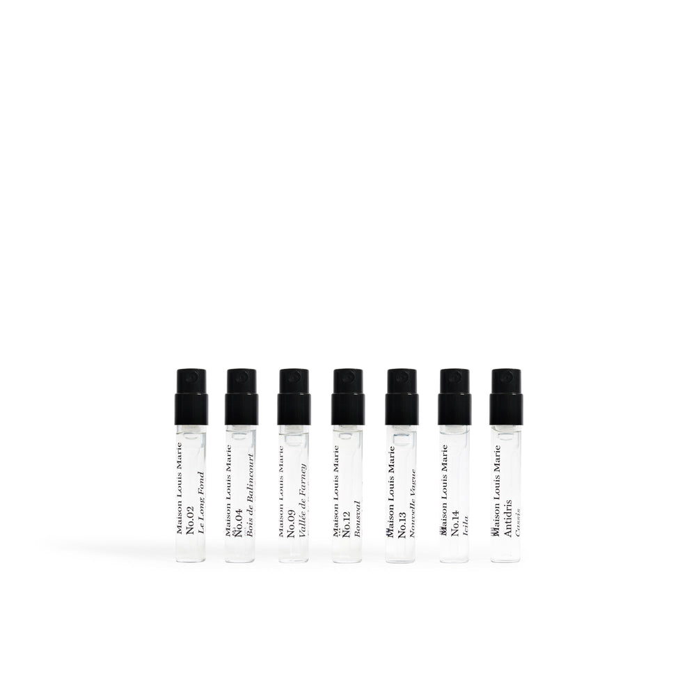 Maison Louis Marie discovery set Bois de Balincourt vial for everyday-sophisticated scent.