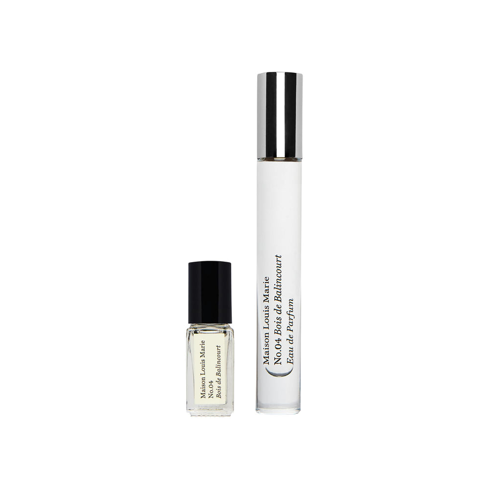 Maison Louis Marie No04 Bois de Balincourt travel set packaging in compact luxury
