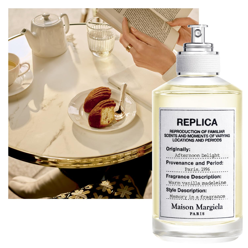 Maison Margiela Replica Afternoon Delight bottle side view, minimalist design for gifting.