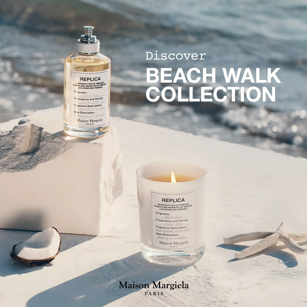Maison Margiela Beachwalk held in hand suggests a personal scent ritual for beach-ready days.