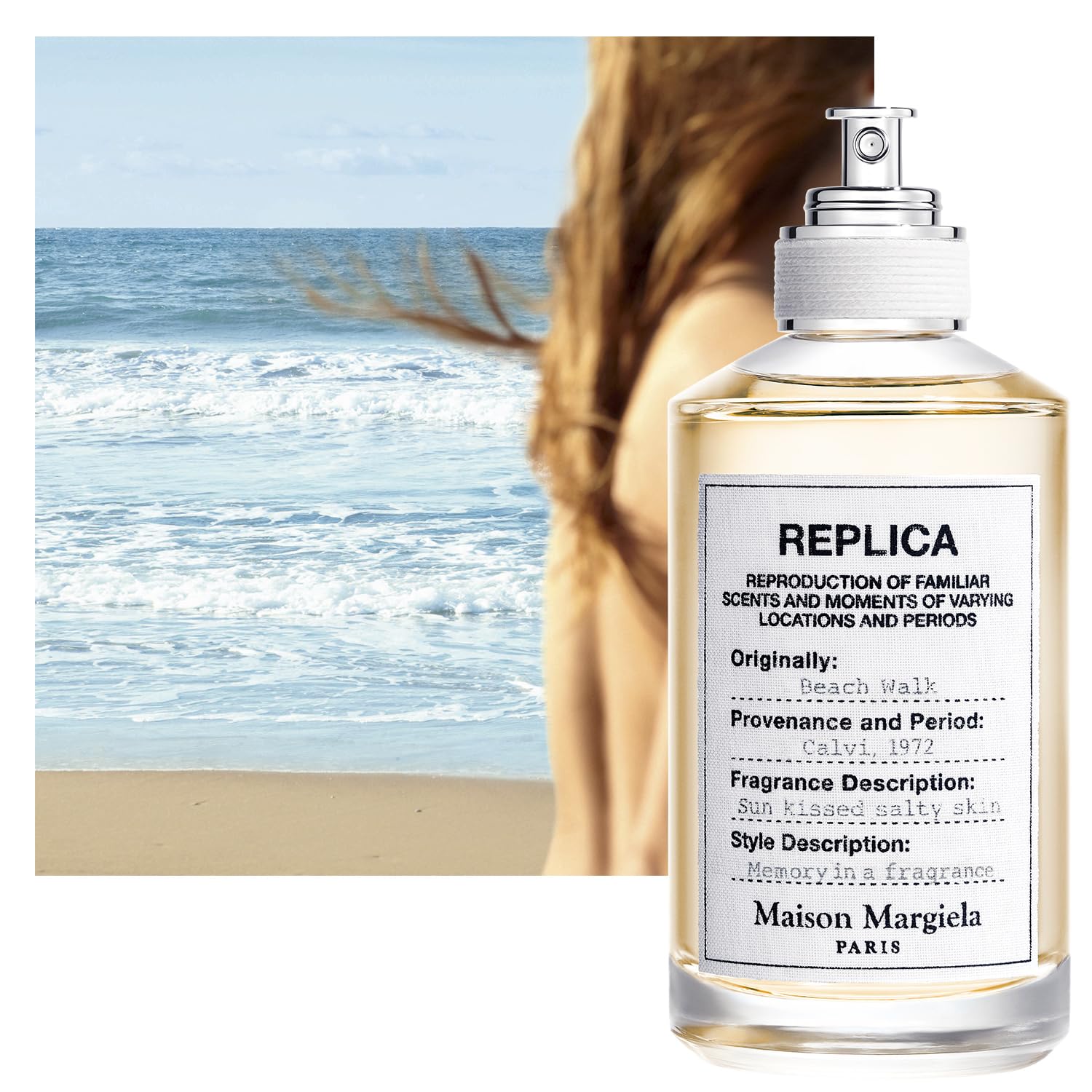 Maison Margiela Beachwalk spray nozzle demonstrates quick, even application for a midday refresh.