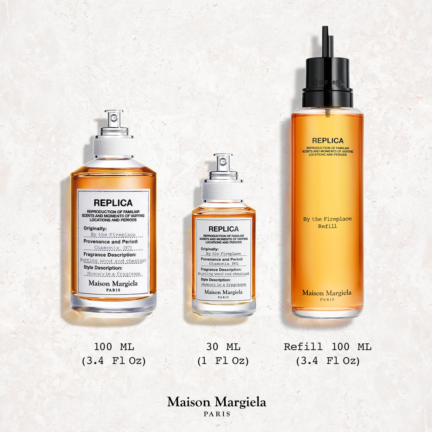 Maison Margiela Replica By the Fireplace scent evokes crackling fire warmth and comforting aura.