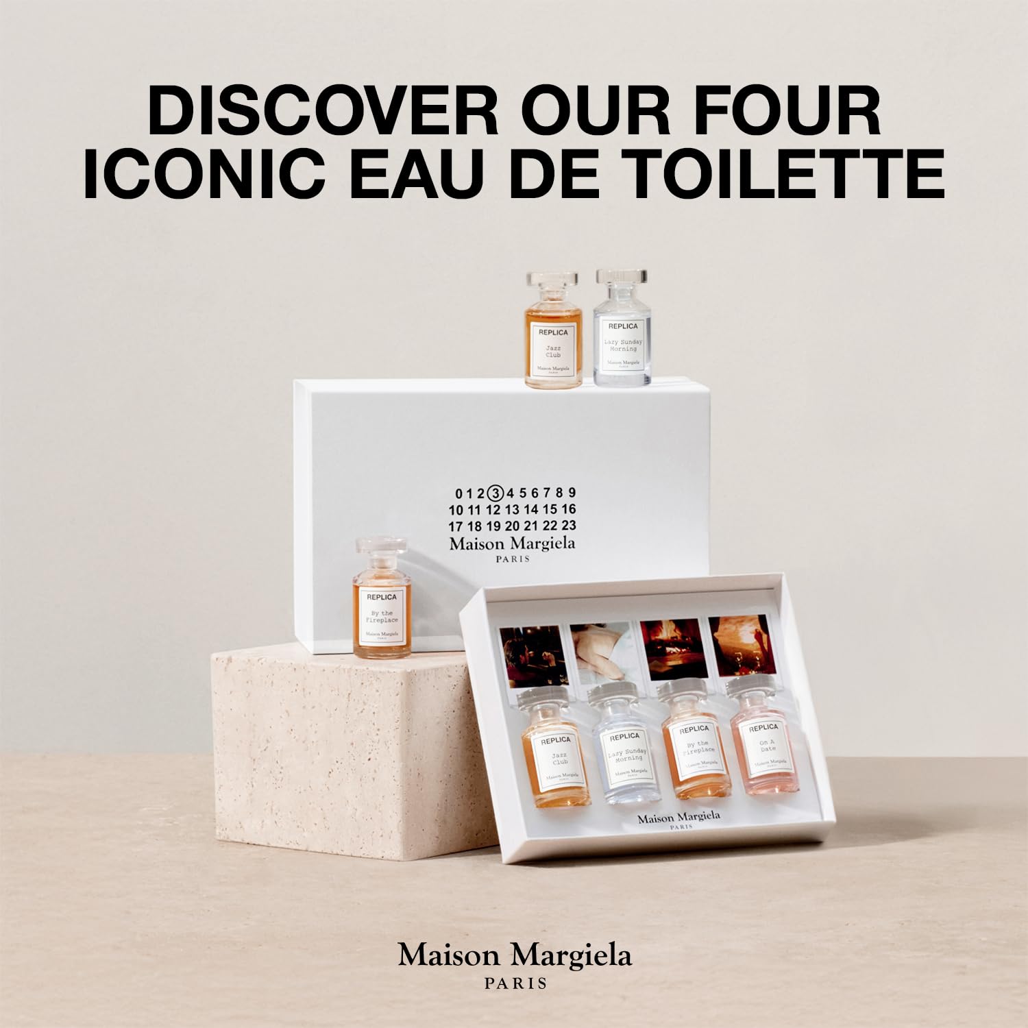 Maison Margiela Replica By the Fireplace miniature evokes fireside coziness for nights out.