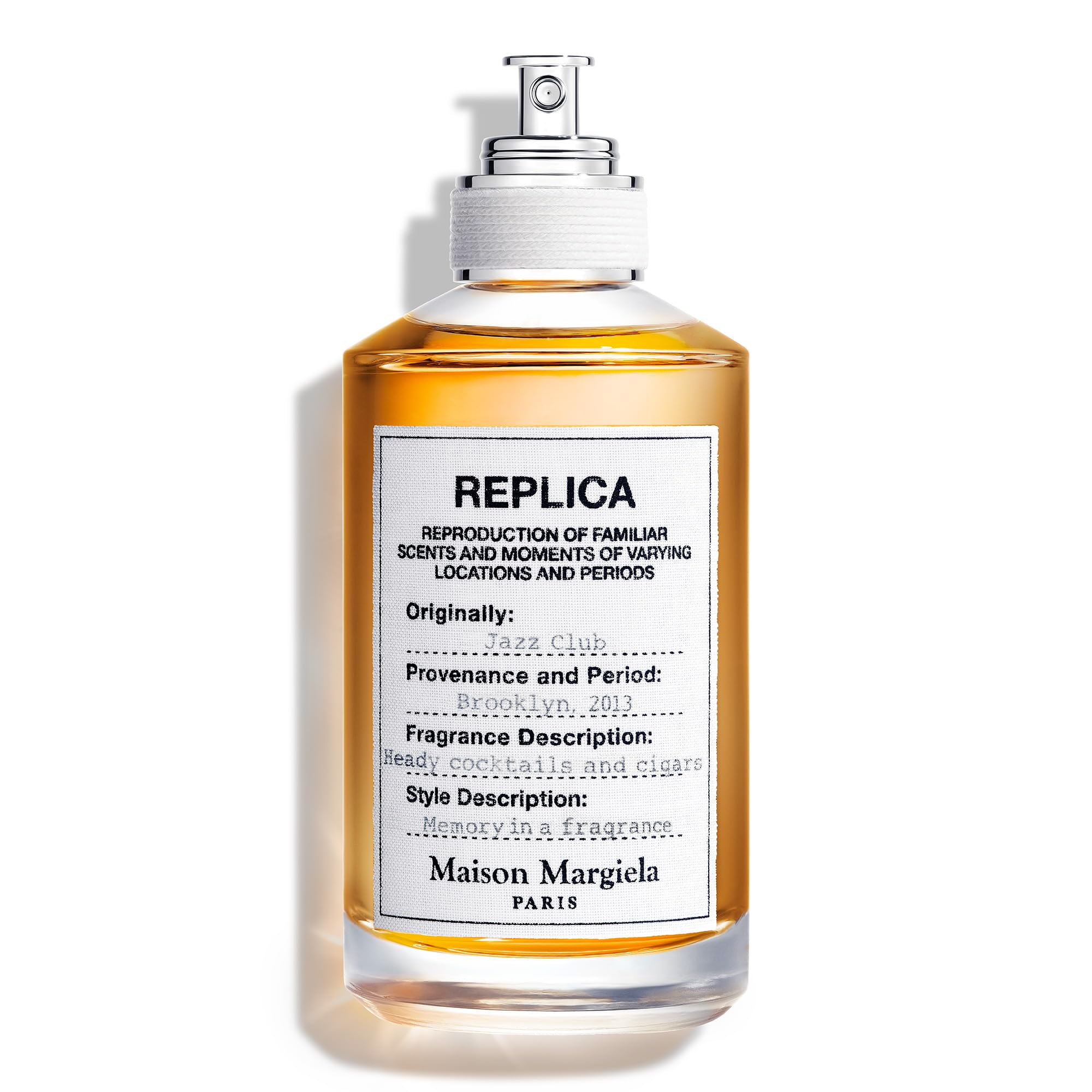 Maison Margiela Replica Jazz Club bottle embodies warm evening scent for refined nights.