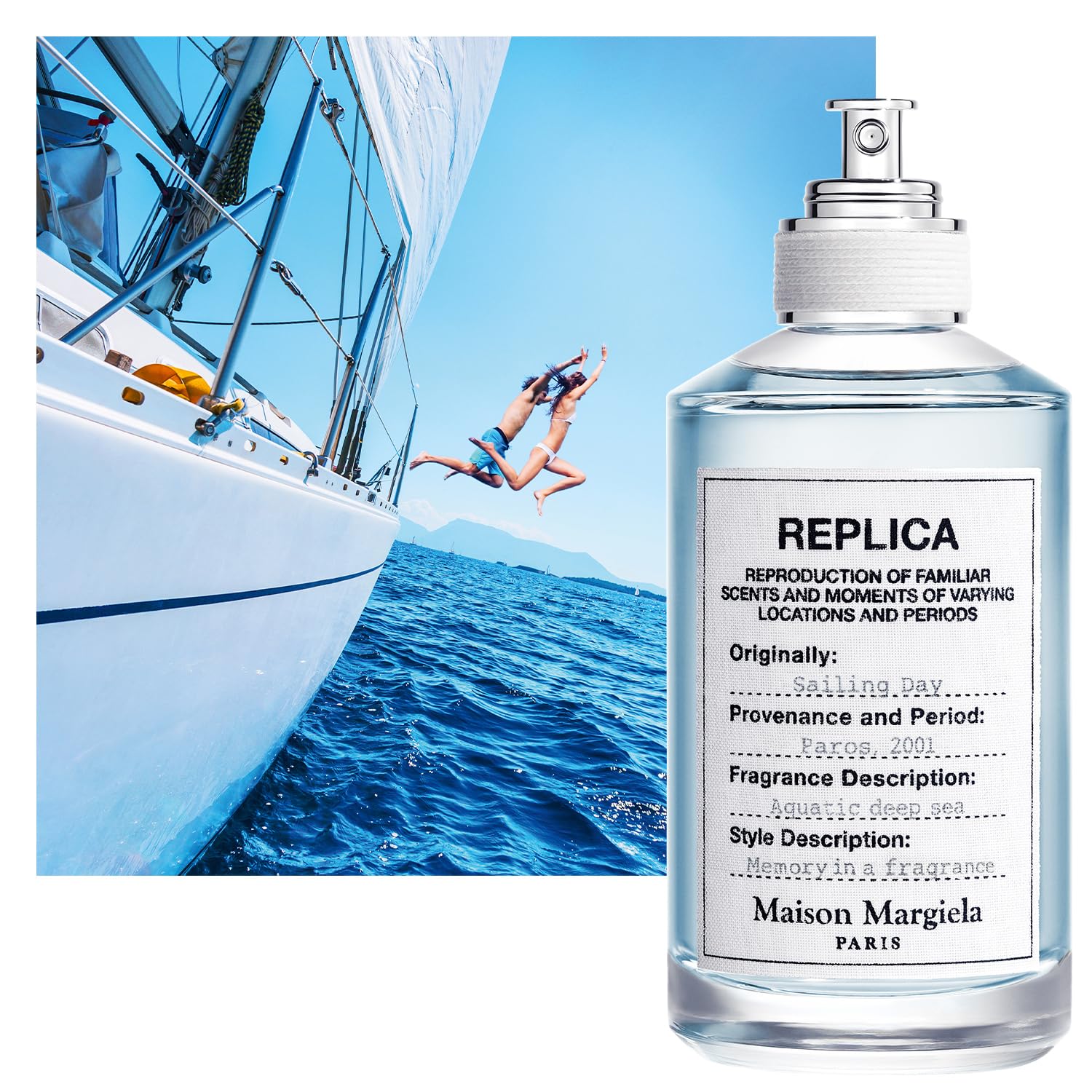 Maison Margiela Replica Sailing Day aquatic-accord highlights marine freshness for versatile use.