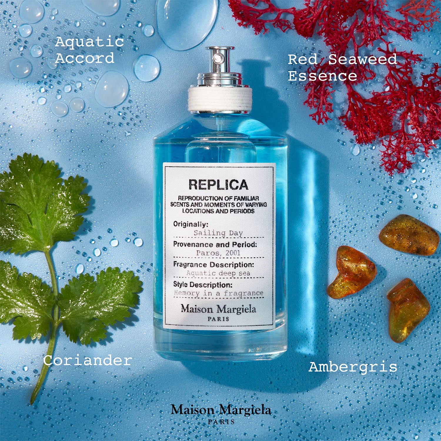 Maison Margiela Replica Sailing Day bottle side reveals timeless minimalism for everyday wear.