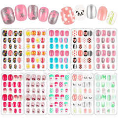 Maitys 240 Pcs children false nails with colorful bows offer easy, safe kid-friendly nail art.