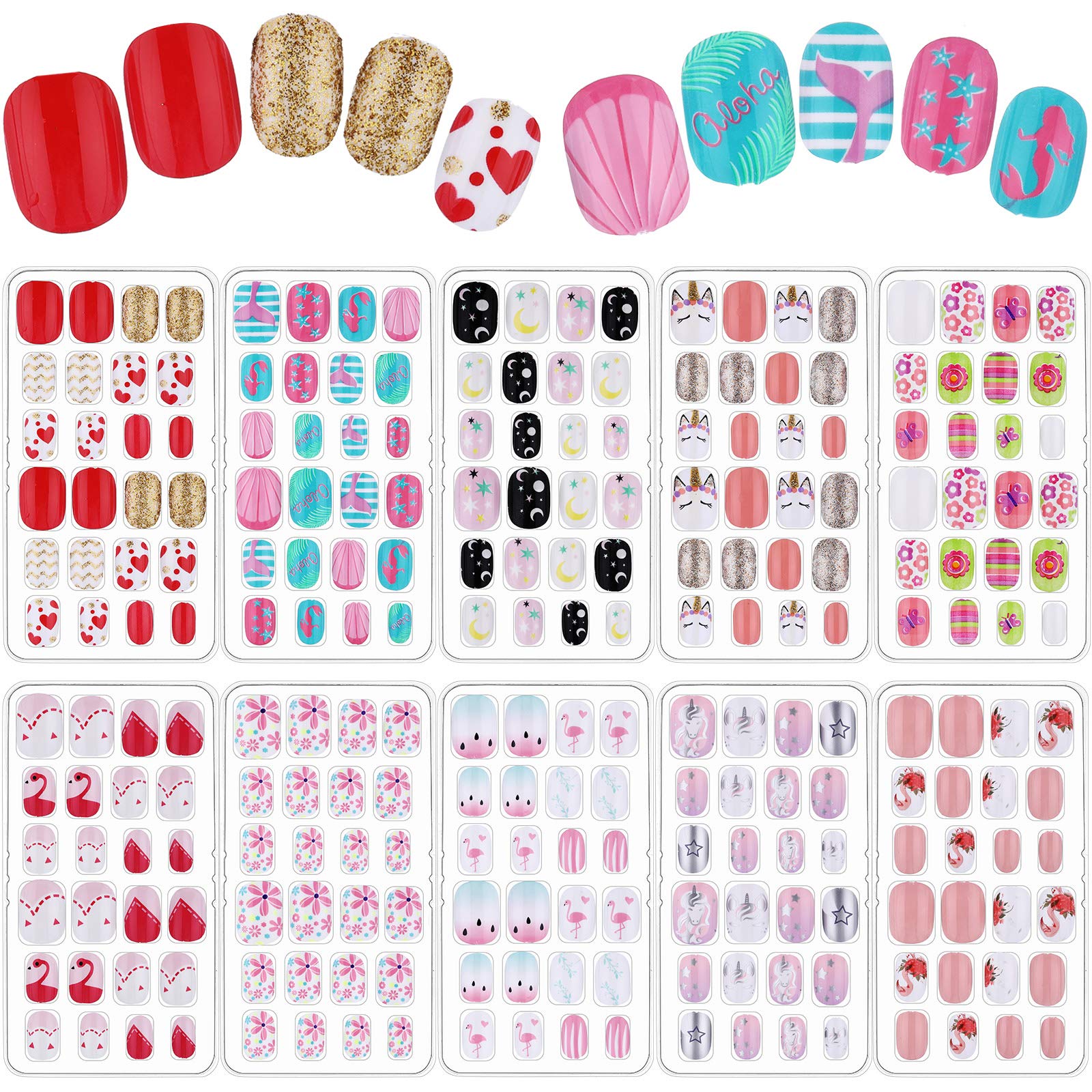 Maitys 240 pcs children nails packaging box set offers easy gifting and storage.