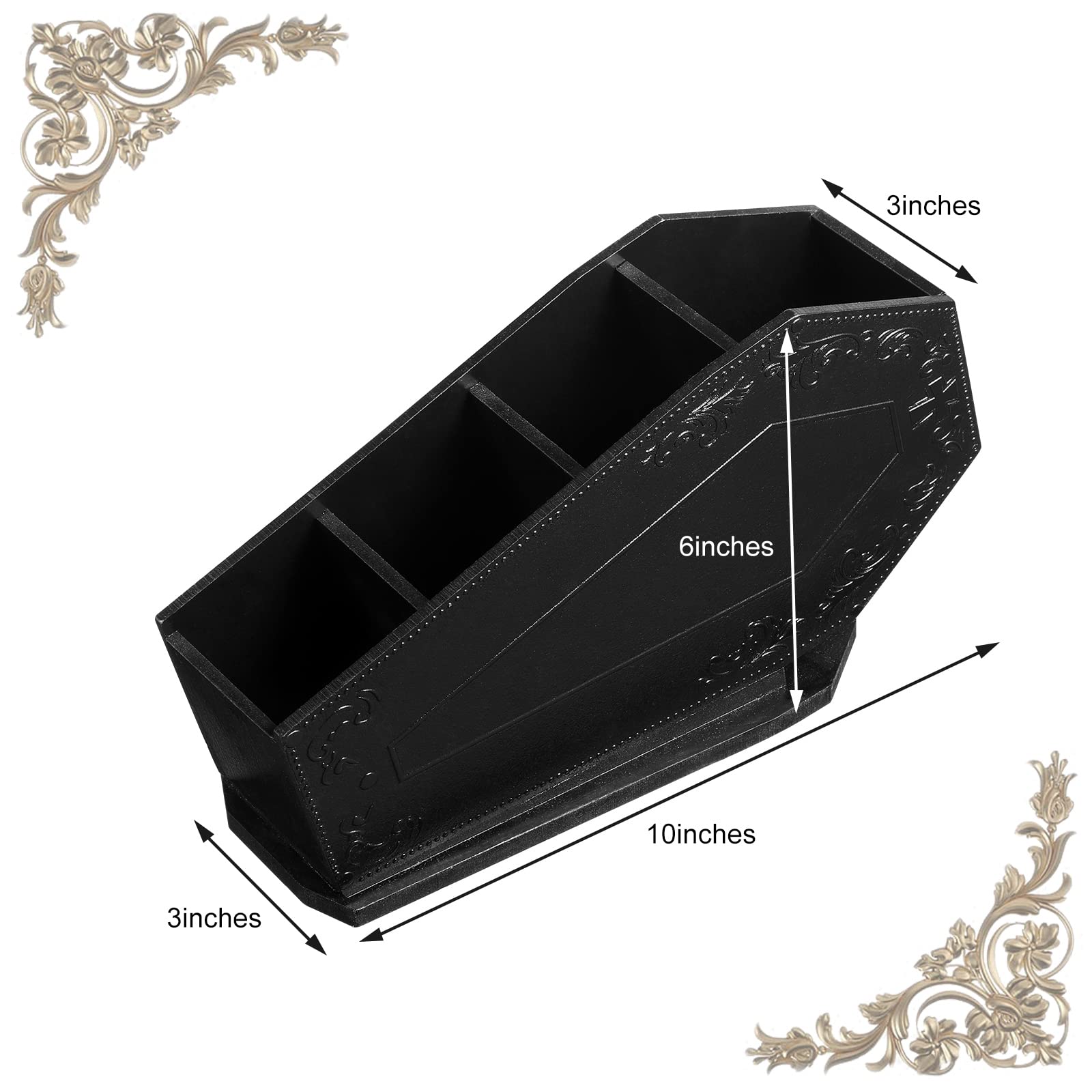 Maitys gothic wooden organizer in black keeps cosmetics tidy.