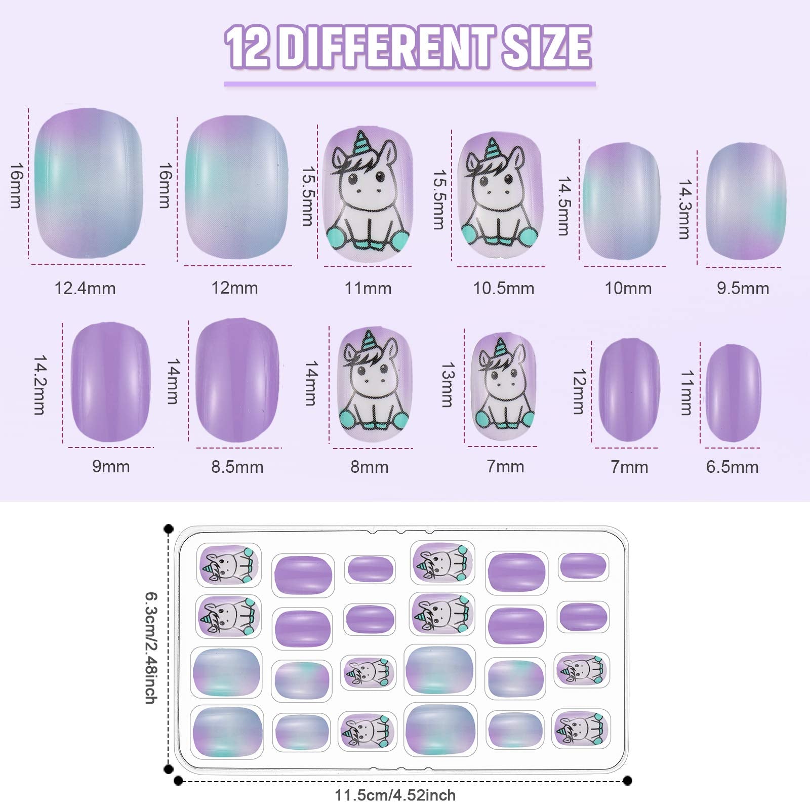 Maitys rainbow-pattern nails closeup with hearts and cats for playful kids nail art.