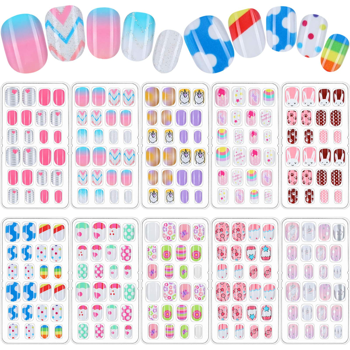 Maitys unicorn-pattern kids nails offer party-ready style for little hands.