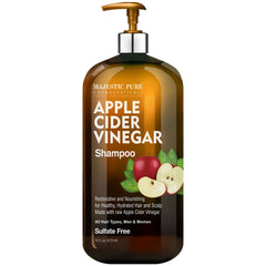 Majestic Pure Apple Cider Vinegar Shampoo with pump top enables easy, mess-free dispensing.