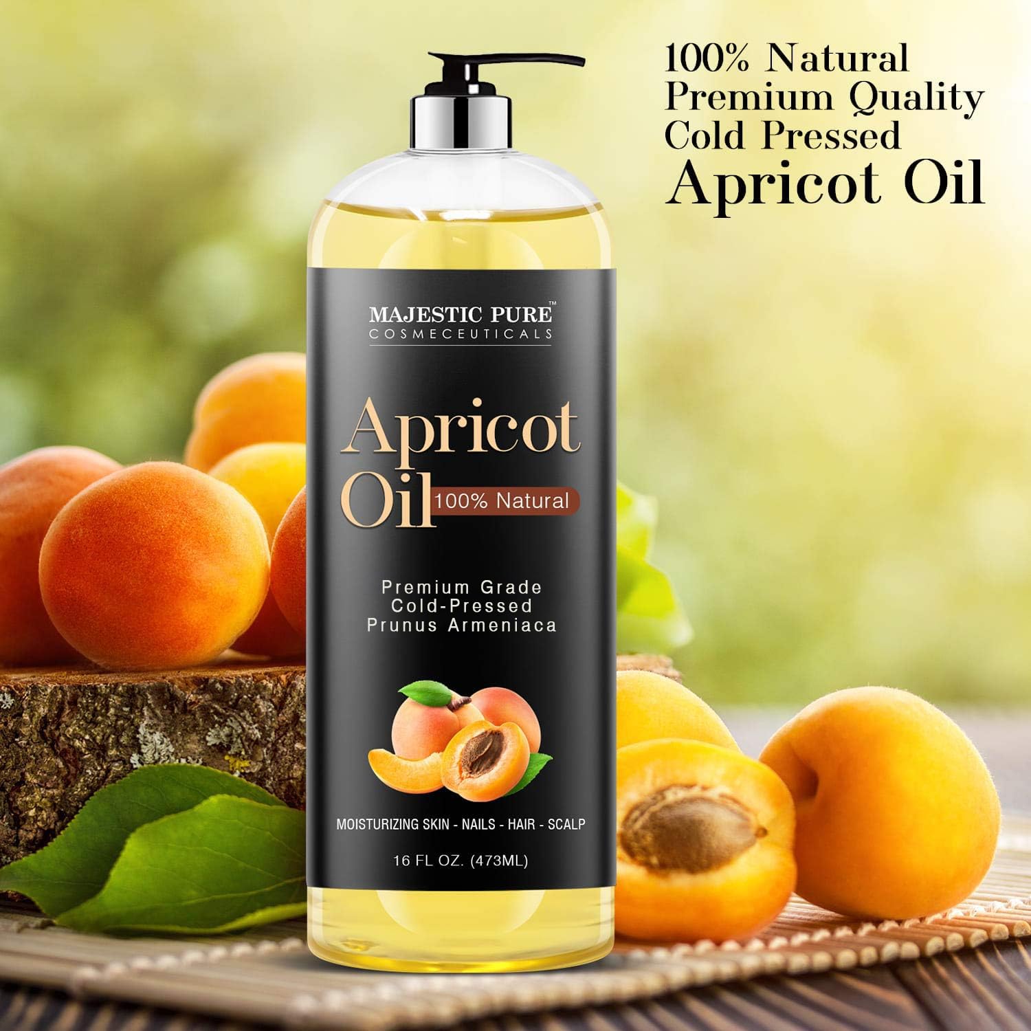 Majestic Pure Apricot Oil with dropper for nourishing scalp massages