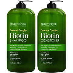 Majestic Pure Biotin Shampoo bottle for daily care and scalp nourishment.
