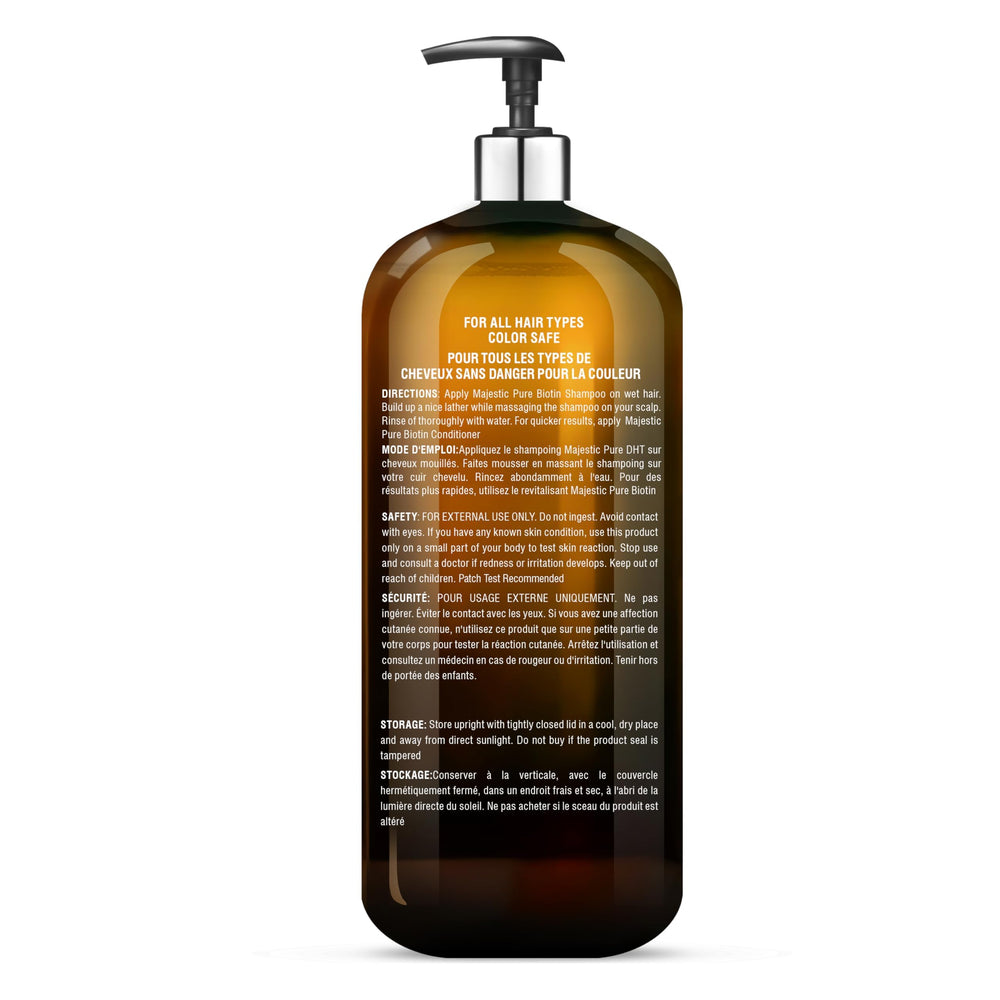 Majestic Pure Biotin Shampoo cruelty-free-logo communicates compassionate, animal-friendly brand.