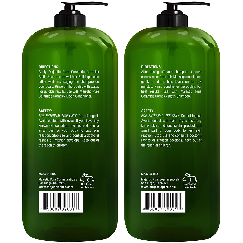 Majestic Pure Biotin Shampoo cruelty-free bottle emphasizing ethical care.