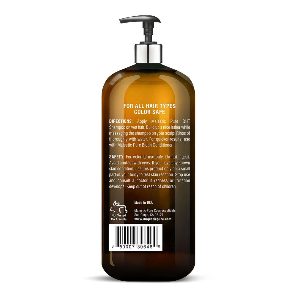 Majestic Pure Biotin Shampoo frizz-control image conveys smoother, shinier texture.