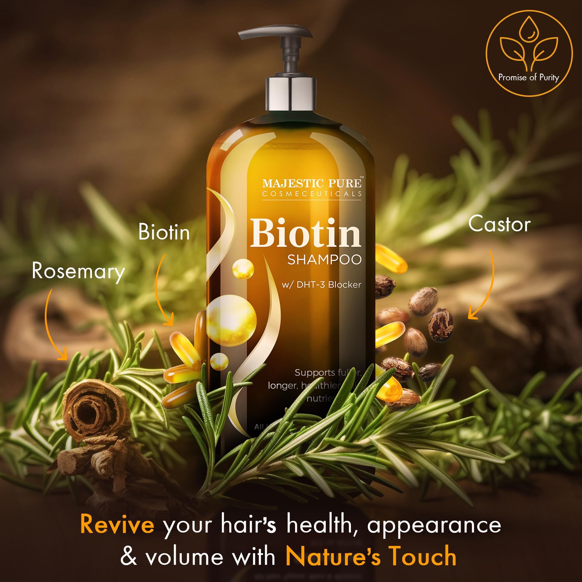 Majestic Pure Biotin Shampoo hair-volume indicates potential for thicker-looking strands.