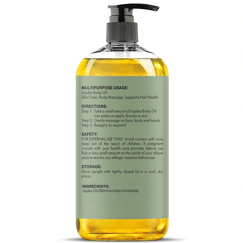 Majestic Pure Jojoba Oil body moisturizer provides lightweight, non-greasy hydration.