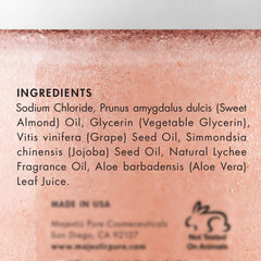 Majestic Pure Lychee Oil texture close-up highlighting antioxidant-rich formula.