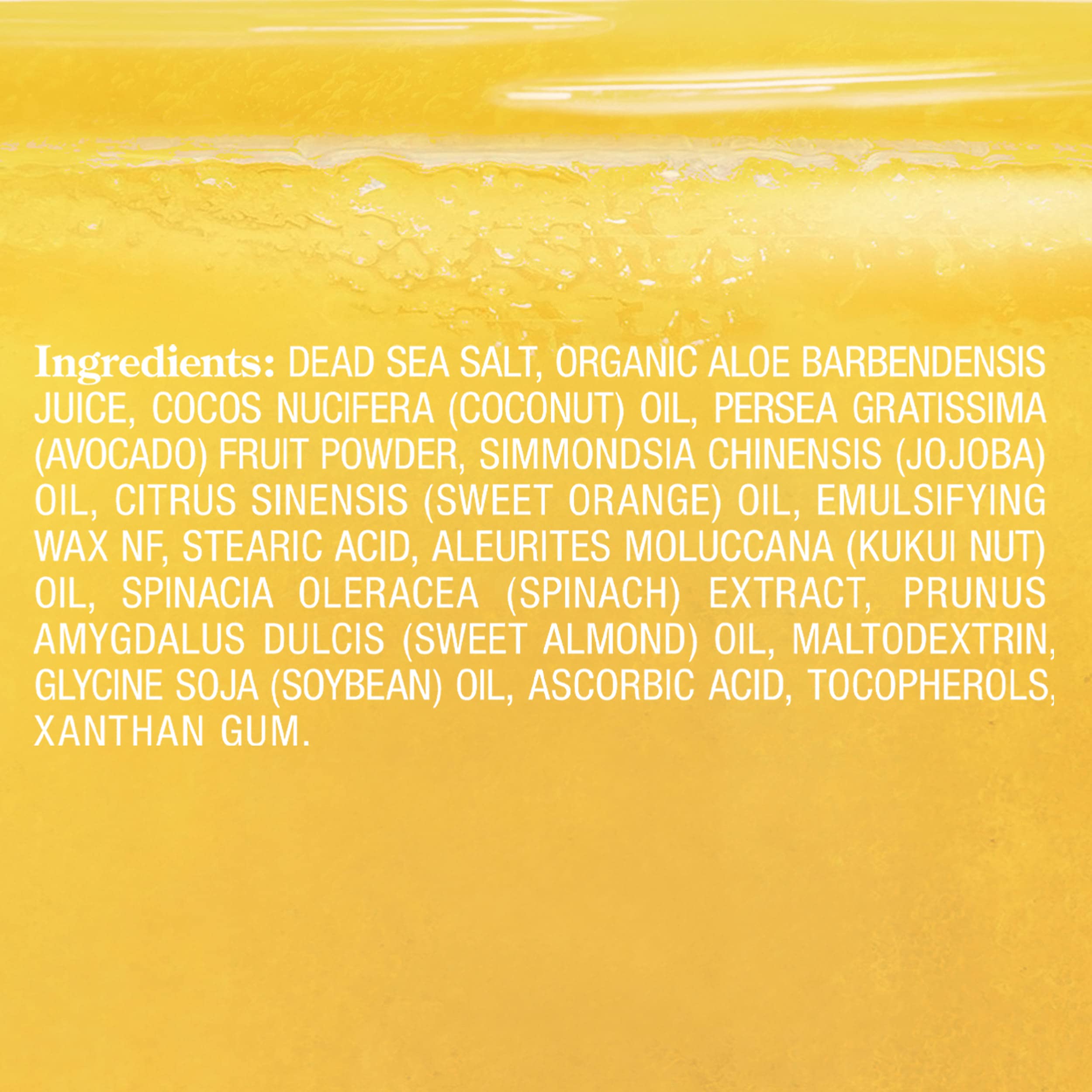 Majestic Pure Sweet Orange Body Scrub shows Dead Sea Salt crystals for mineral-rich exfoliation